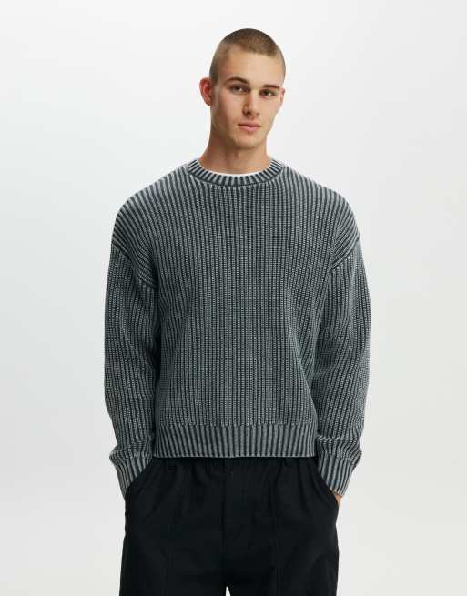 Cotton:On Washed box fit crew knit in black