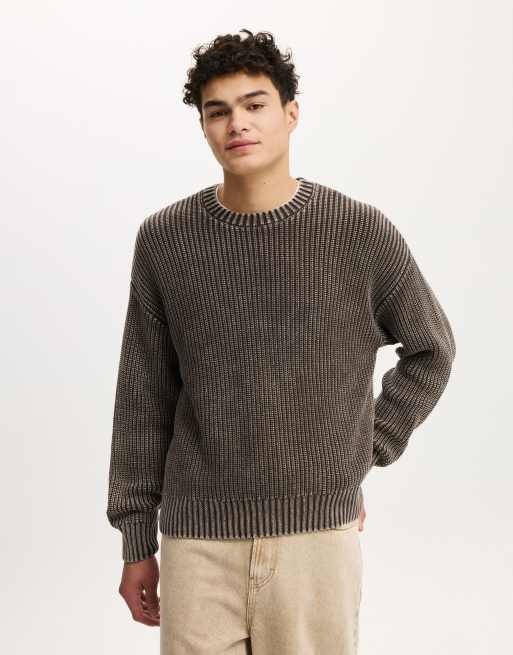 Cotton:On Washed box fit crew knit in brown