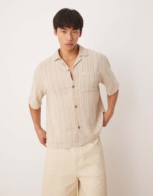 Cotton:On Washed box fit short sleeve shirt in ecru