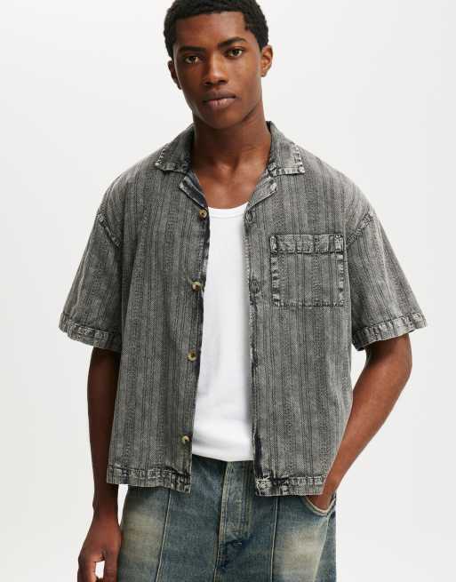 Cotton:On Washed box fit short sleeve shirt in washed black