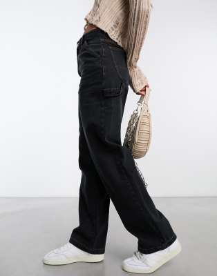 Cotton:On wide leg carpenter jean in black