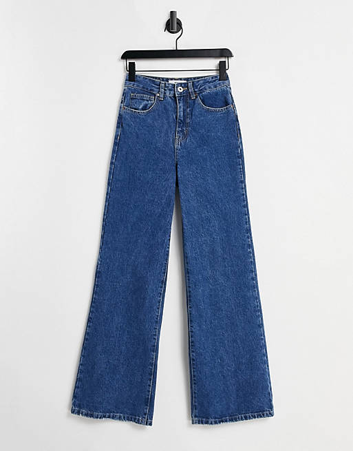 Women Cotton:On wide leg jeans in mid wash blue 