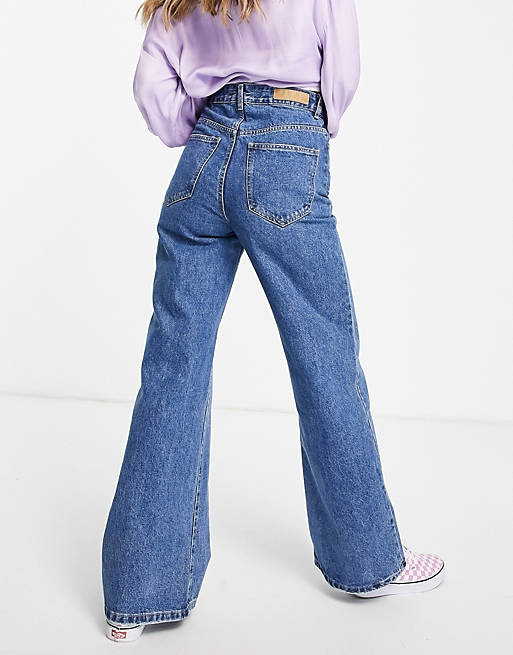 Jeans Cotton:On wide leg jeans in midwash blue 