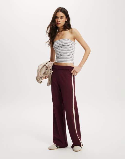 Cotton:On Wide leg knit pant in burgundy
