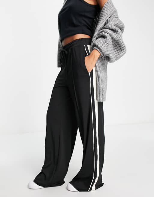 Women Wide Leg Track Pants with Side Taping