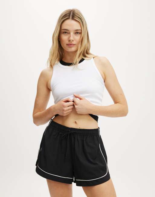 Cotton:On Woven curved hem short in black