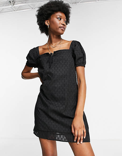 Cotton:On woven smock mini dress in black
