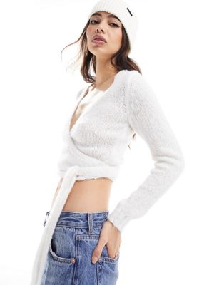 Cotton:On Wrap Crop Pullover jumper in white
