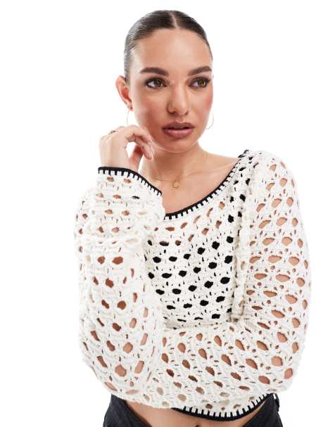 Cotton:On Zendaya wide neck sweater in white - view 1