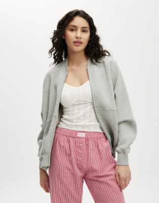 Cotton:On Zip through fleece bomber in grey