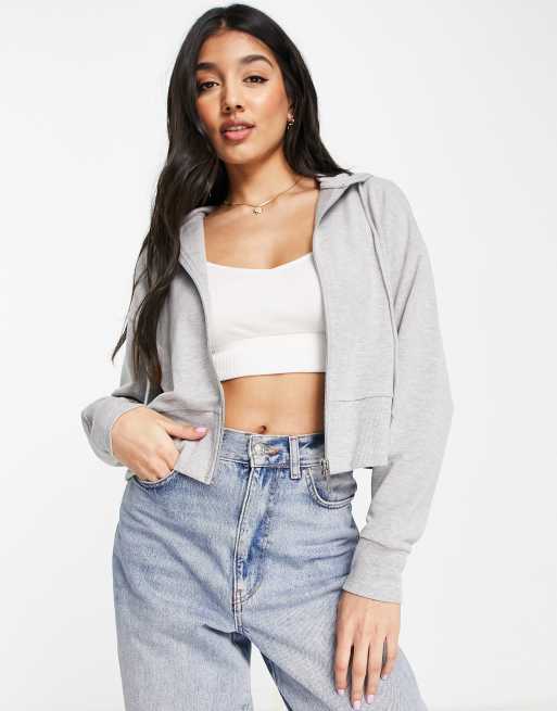 Cotton On zip through hoodie in gray heather ASOS