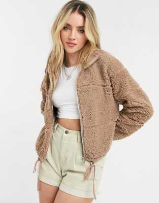 Cotton:On zip up sherpa jacket in natural