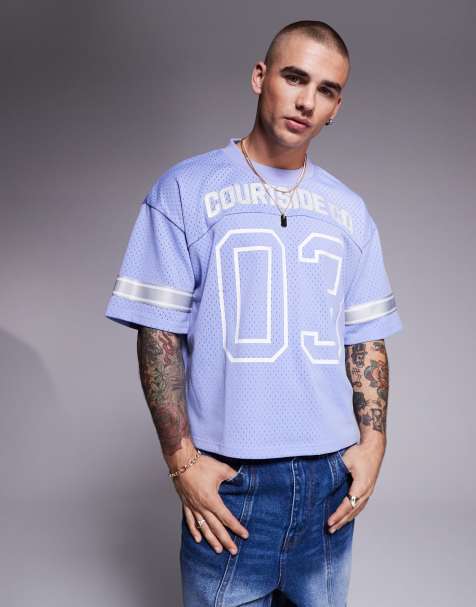 Courtside sports top with contrast stripe detail in blue