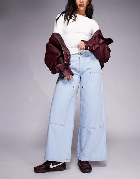 Courtside baggy carpenter denim jeans in lightwash blue - view 1