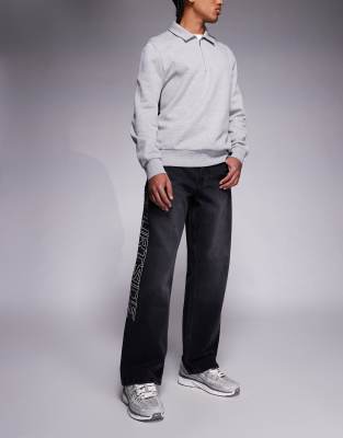 Courtside Baggy Denim Jeans In Black