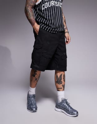 Courtside Baggy Distressed Cargo Shorts