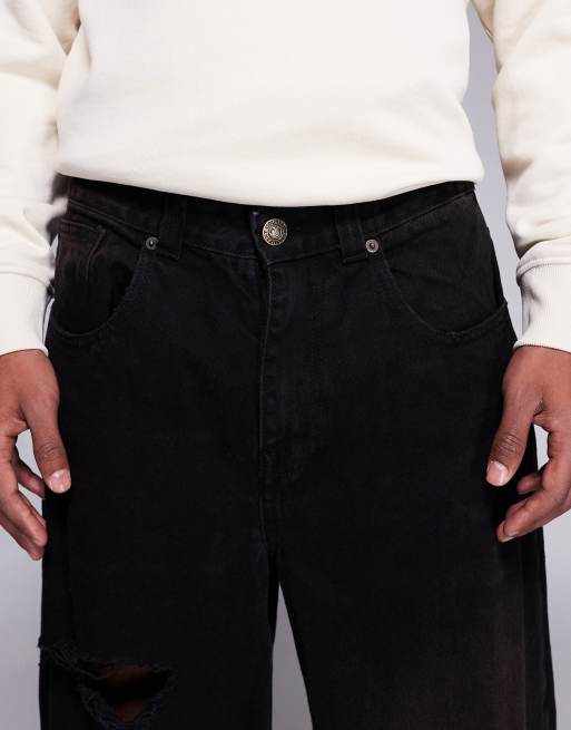 Courtside – Baggy-Jeans aus Denim in verwaschenem Schwarz mit Zierrissen, 5 von 5