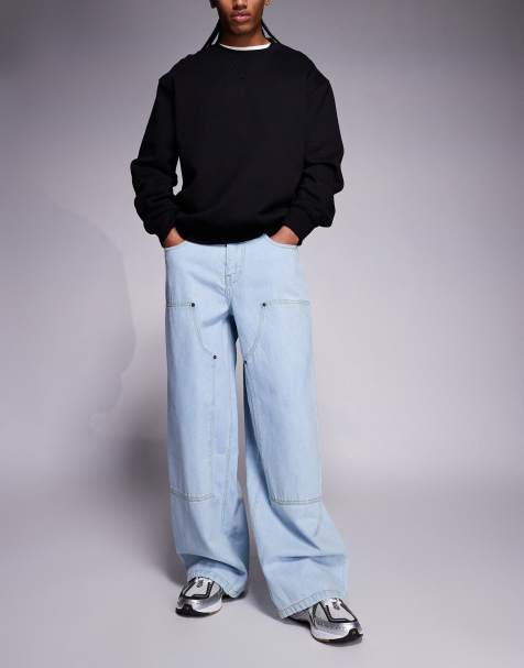 Courtside – Baggy jeans med snickardetaljer och ljusblå tvätt - view 1