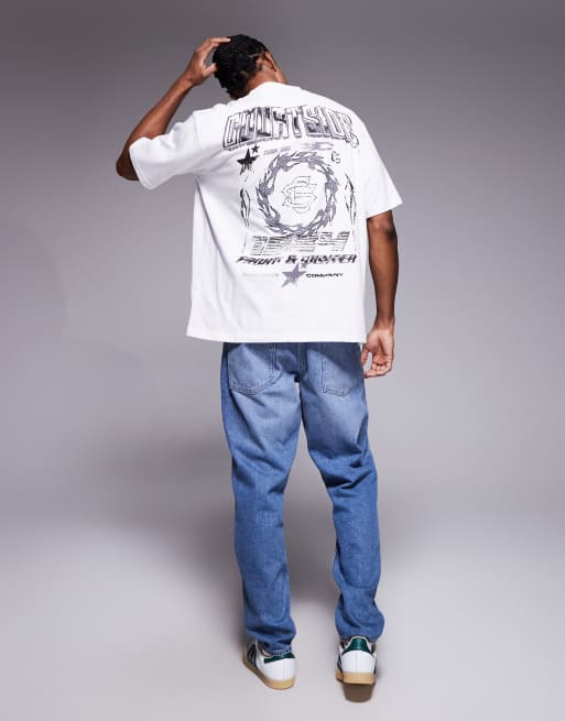 Courtside – Biały T-shirt oversize z nadrukiem na piersi i plecach, 2 z 5