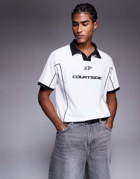 Courtside sports top with contrast collar detail in white