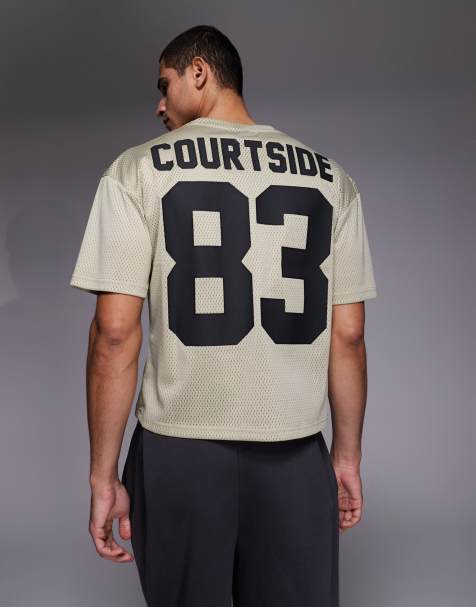 Courtside boxy football jersey in beige - view 1