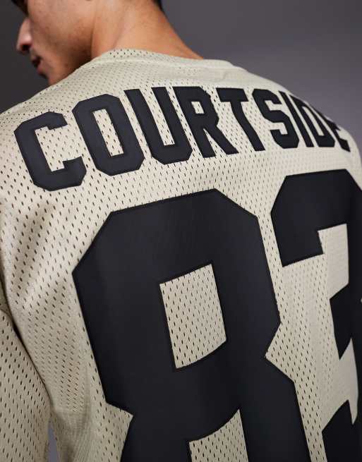 Courtside boxy oversized football jersey in beige, 5 of 5