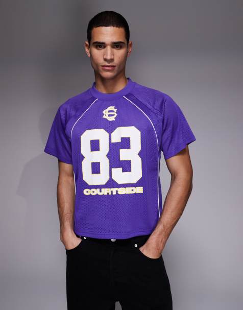 Courtside - Camiseta morada de corte cuadrado extragrande estilo fútbol - view 1