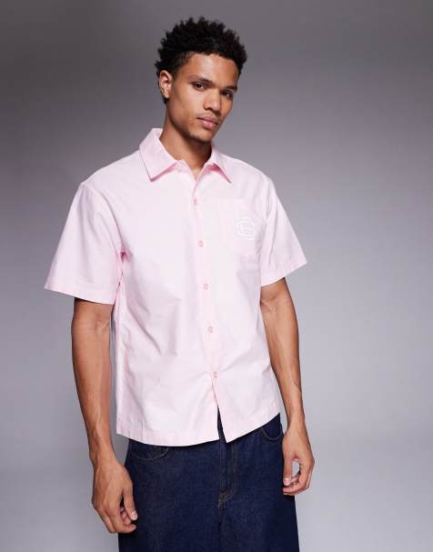 Courtside - Chemise manches courtes coupe carrée à imprimé logo - Rose - view 1