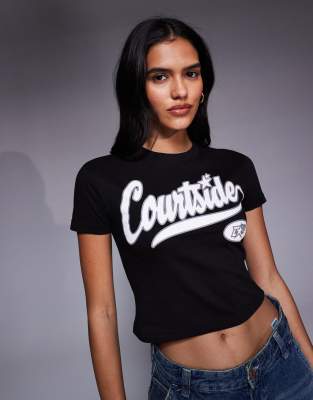 Courtside Cropped Baby T-shirt In Black
