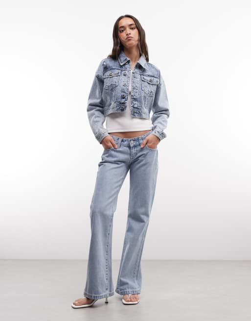 Courtside cropped embellished denim jacket in light wash blue, 2 of 4