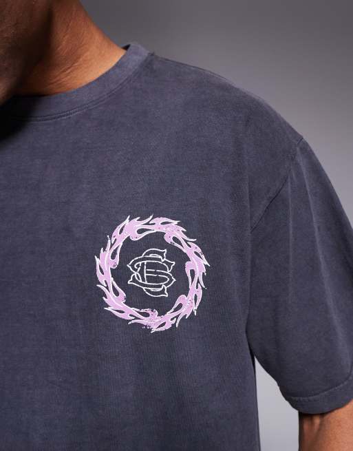 Courtside – Czarny T-shirt oversize z nadrukiem na piersi i plecach, 5 z 5