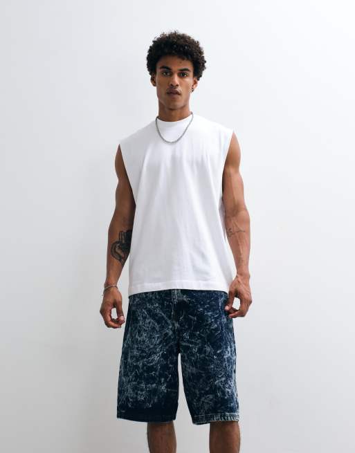 Courtside denim jorts in dark acid wash, 3 of 5