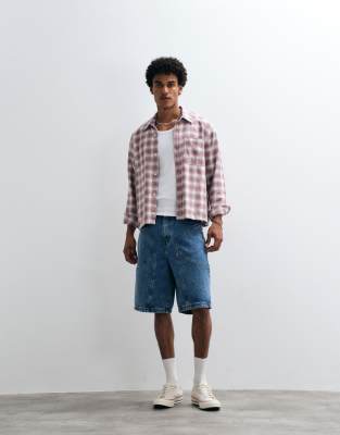 Courtside Panel Detail Denim Jorts In Blue