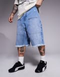 [Courtside] Courtside distressed denim carpenter jorts in washed blue W30 Washed blue