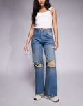 [Courtside] Courtside extreme distressed wide leg jeans in washed blue W28 Washed blue