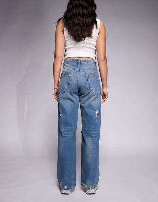 Courtside Extreme Distressed Wide Leg Jeans