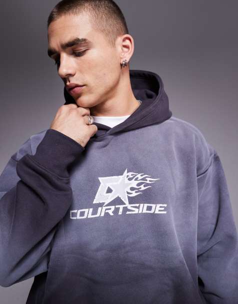 Courtside - Felpa con cappuccio grigio slavato con logo in coordinato - view 1