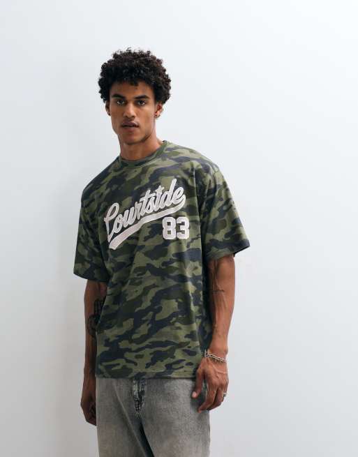 Courtside - Grøn T-shirt med camouflageprint, 4 af 5