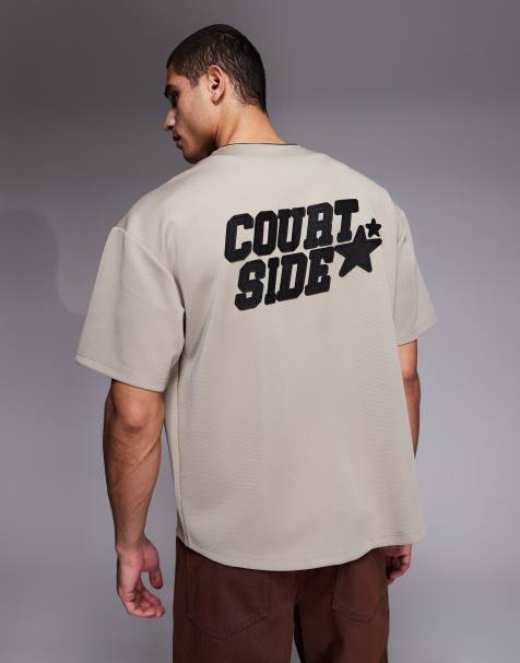 Courtside – Kastiges Baseball-Trikot in Beige - view 1