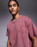 [Courtside] Courtside logo detail 250 gsm t-shirt in washed berry (part of a set)-Red S Washed berry