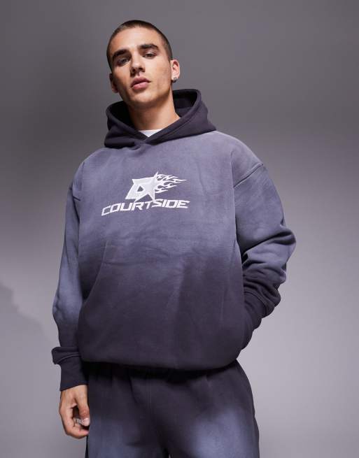 Courtside logo detail hoodie in washed grey (part of a set), 2 of 4