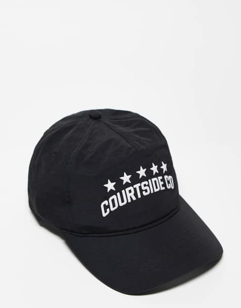 Courtside logo detail snapback cap in black - view 1