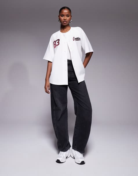 Courtside - Maglia da baseball oversize in jersey bianco - view 1