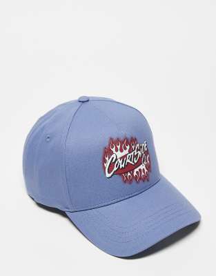 motif logo detail snapback cap in blue