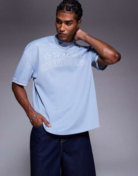 Courtside sports logo detail oversized t-shirt in blue