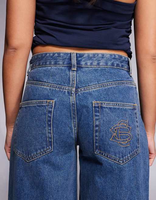 Courtside – Niebieskie jeansy oversize z podwijanymi nogawkami, 4 z 5
