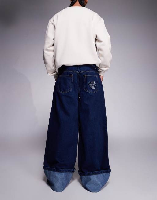 Courtside – Oversize-Jeans in dunkelblauer Waschung mit umgeschlagenem Saum, 2 von 5