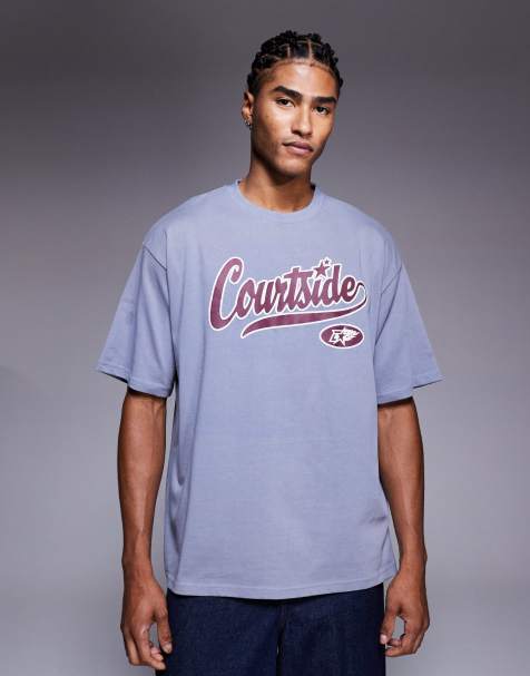 Courtside – Oversize-T-Shirt in verwaschenem Blau mit Logoprint - view 1