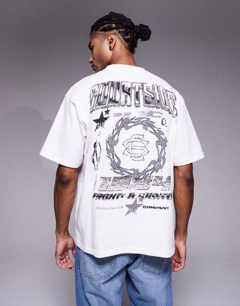 Courtside – Oversize-T-Shirt in Weiß mit Brust- und Rückenprint - view 1