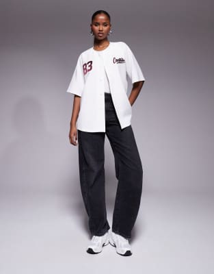 Courtside oversized baseball jersey in white white